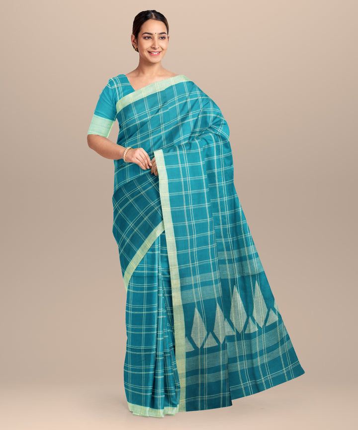 Rama green beige handloom jamdani cotton saree