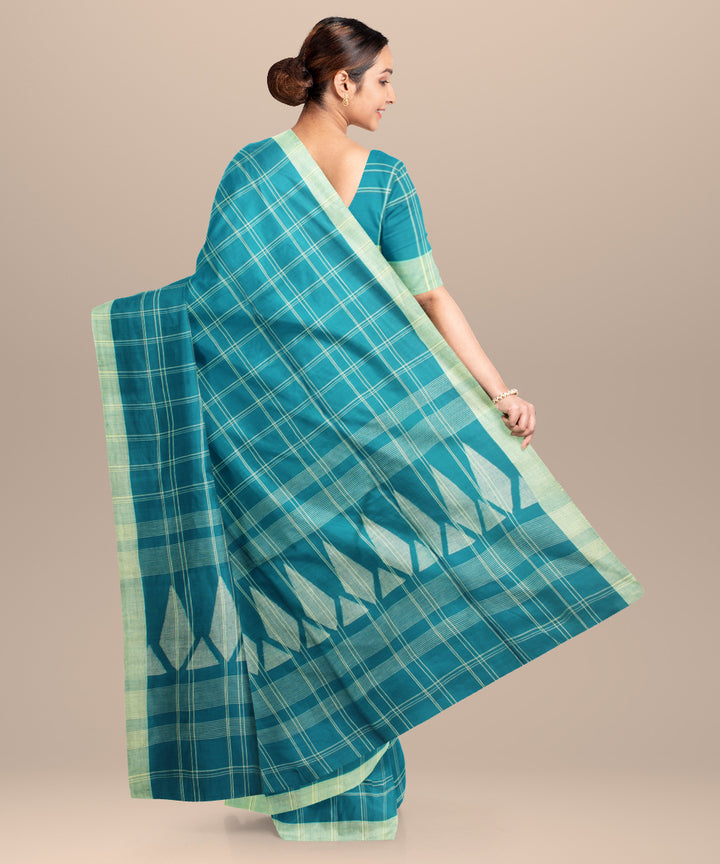 Rama green beige handloom jamdani cotton saree