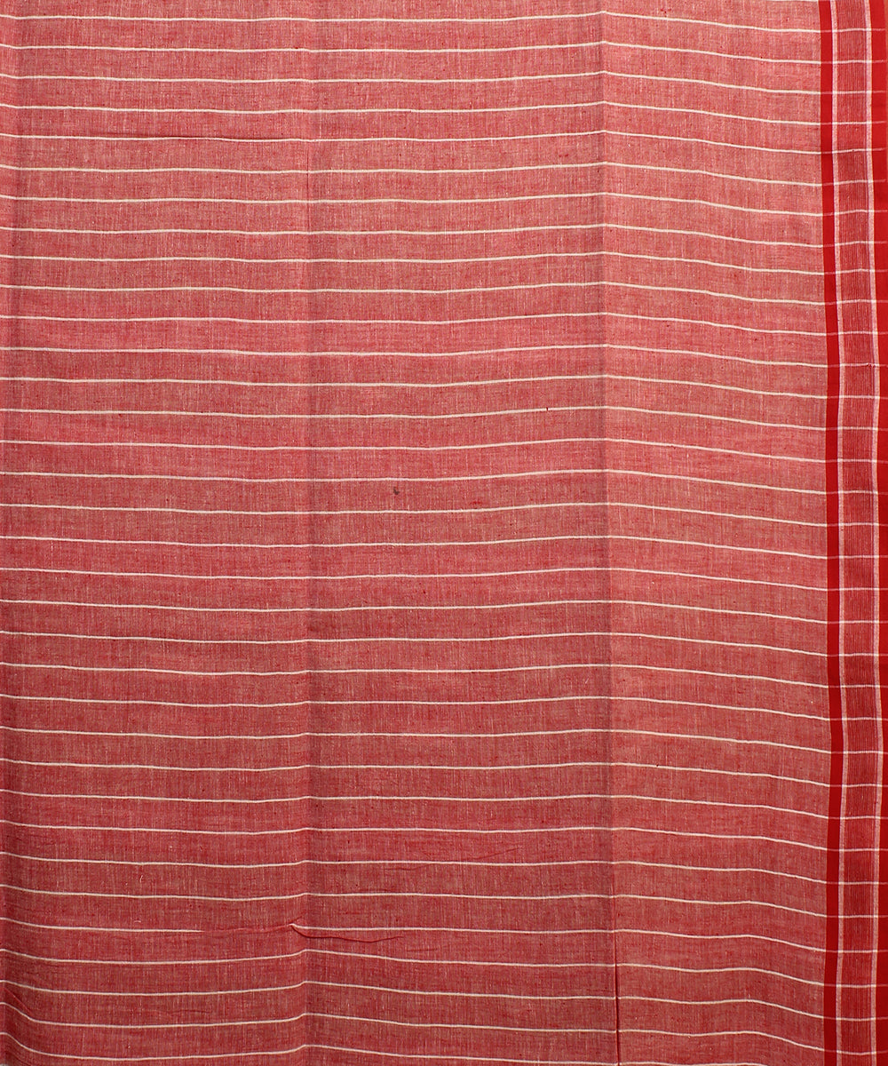 Sage green red handloom jamdani cotton saree