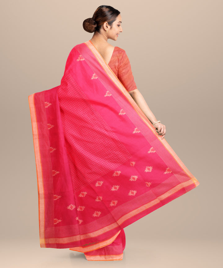 Pink beige handloom jamdani cotton saree