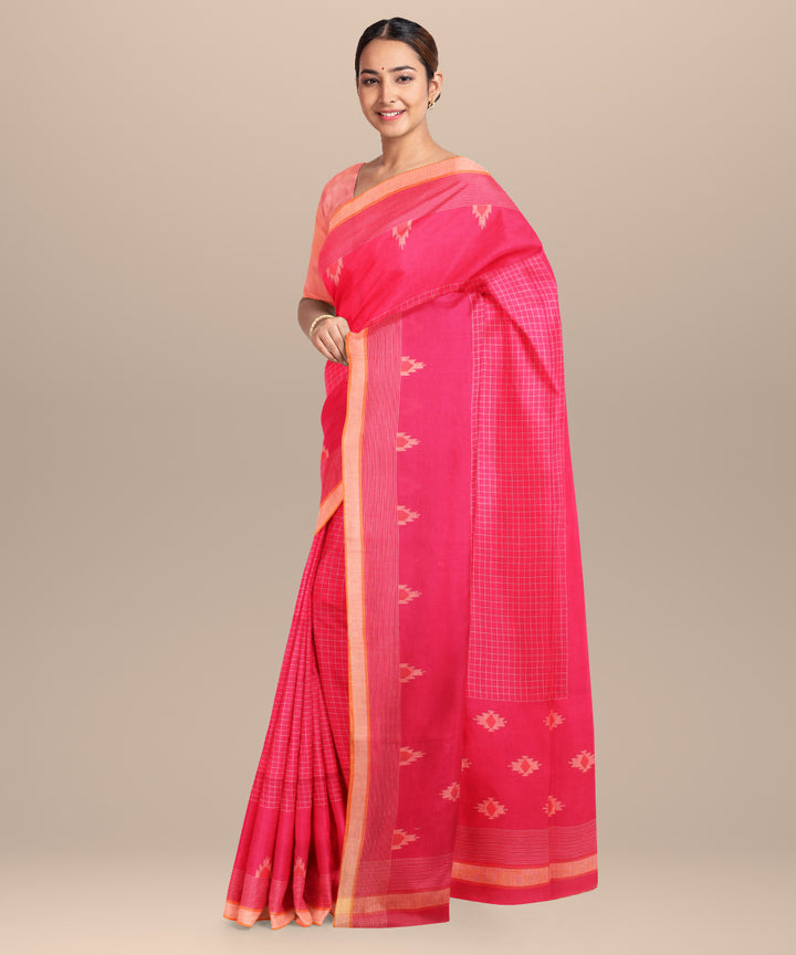 Pink beige handloom jamdani cotton saree