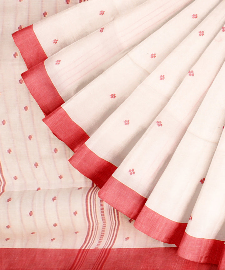 White red jamdani handloom cotton saree