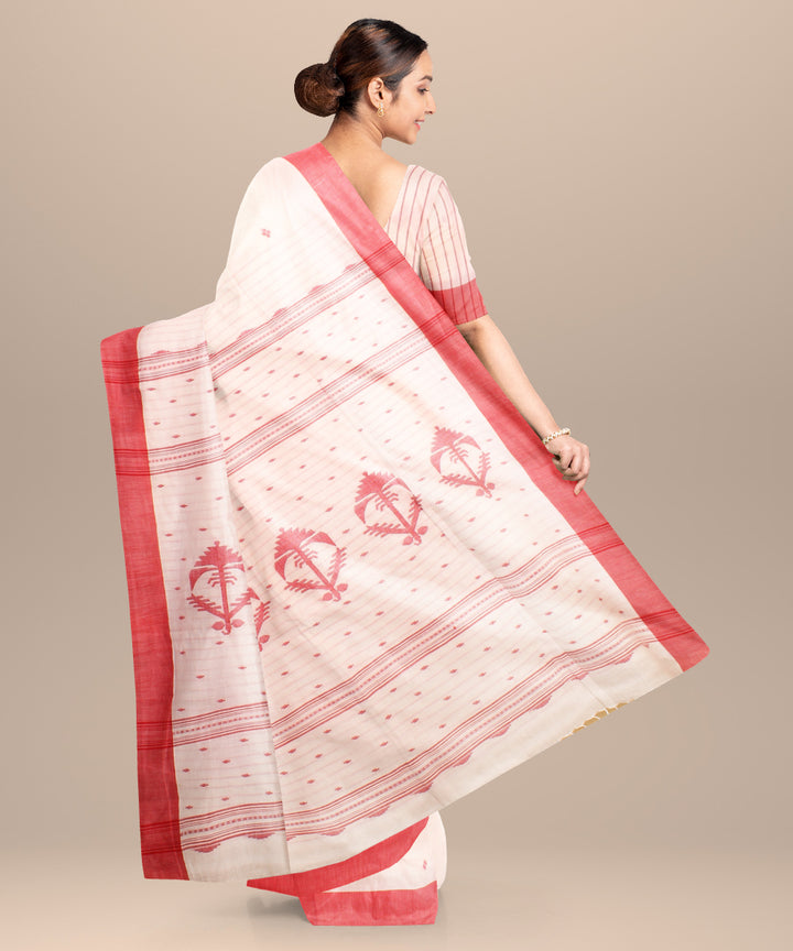 White red jamdani handloom cotton saree