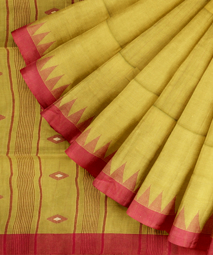Light mehendi pink handloom jamdani cotton saree