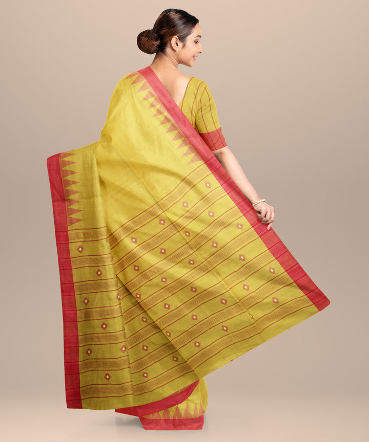 Light mehendi pink handloom jamdani cotton saree
