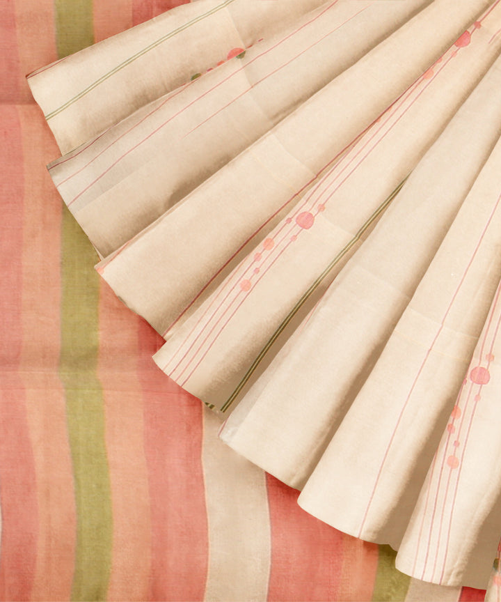 Off white multicolour handloom jamdani cotton saree