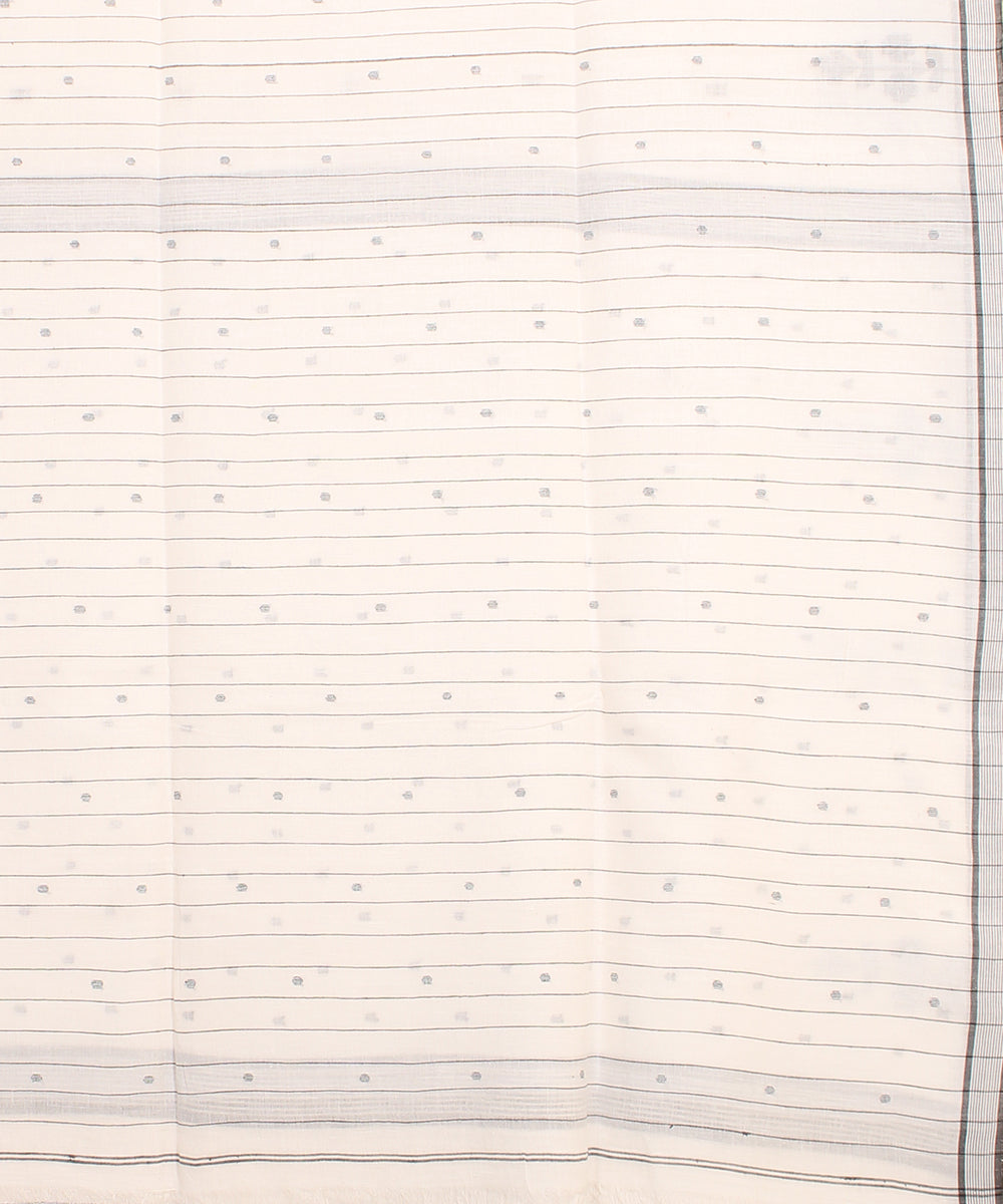 White black handloom jamdani cotton saree