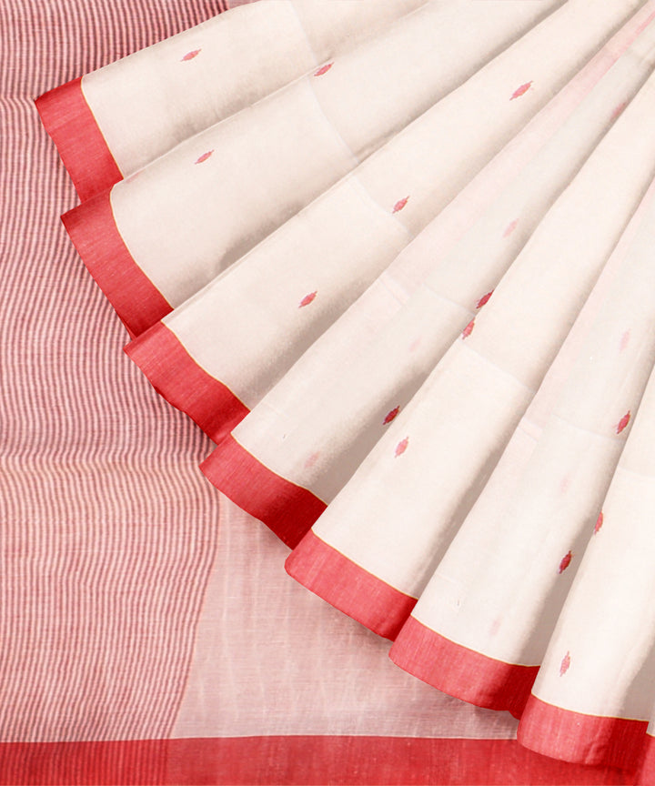 White red cotton jamdani handloom saree