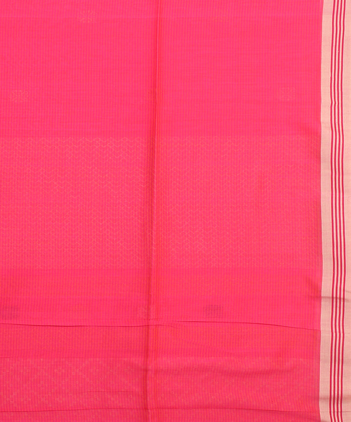 Pink yellow handloom jamdani cotton saree