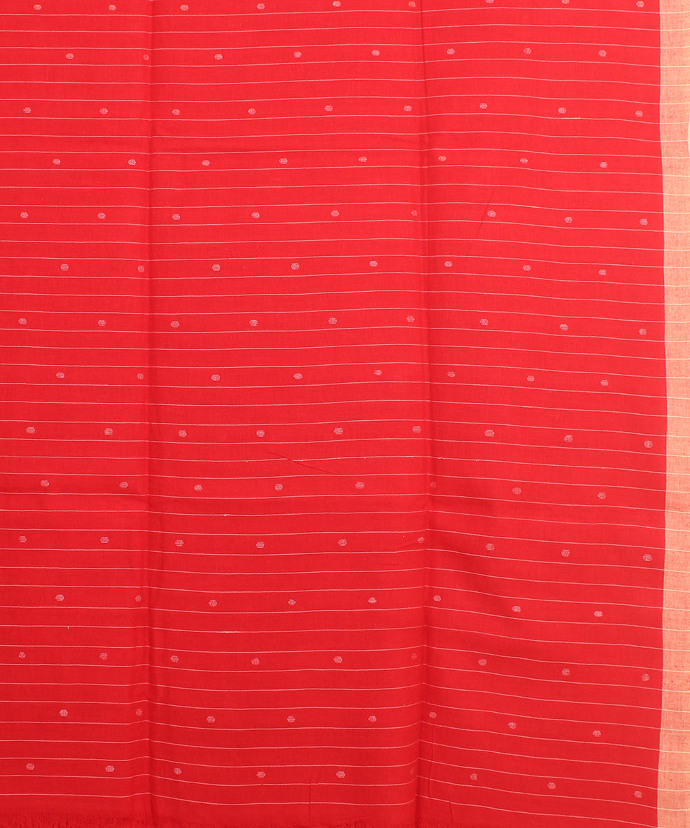Red beige handloom jamdani cotton saree