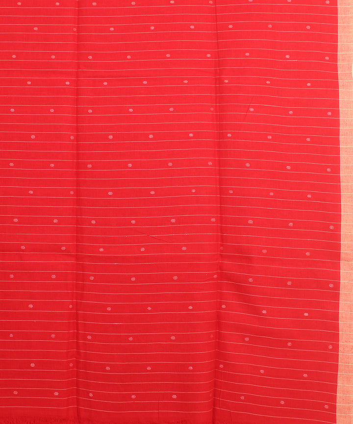 Red beige handloom jamdani cotton saree