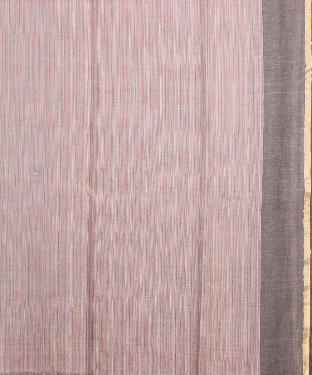 Grey red jamdani handloom cotton saree