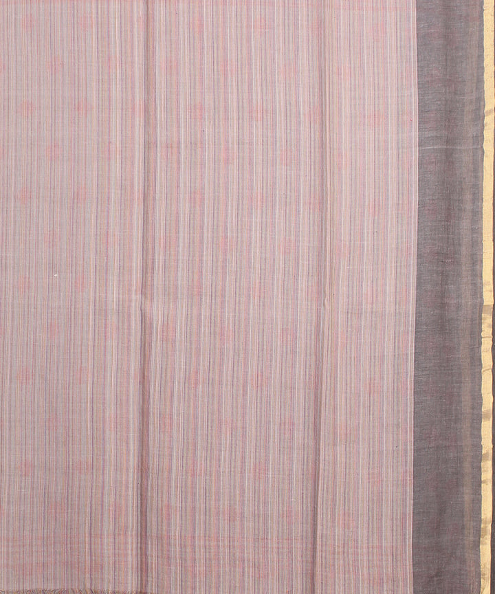Grey red jamdani handloom cotton saree