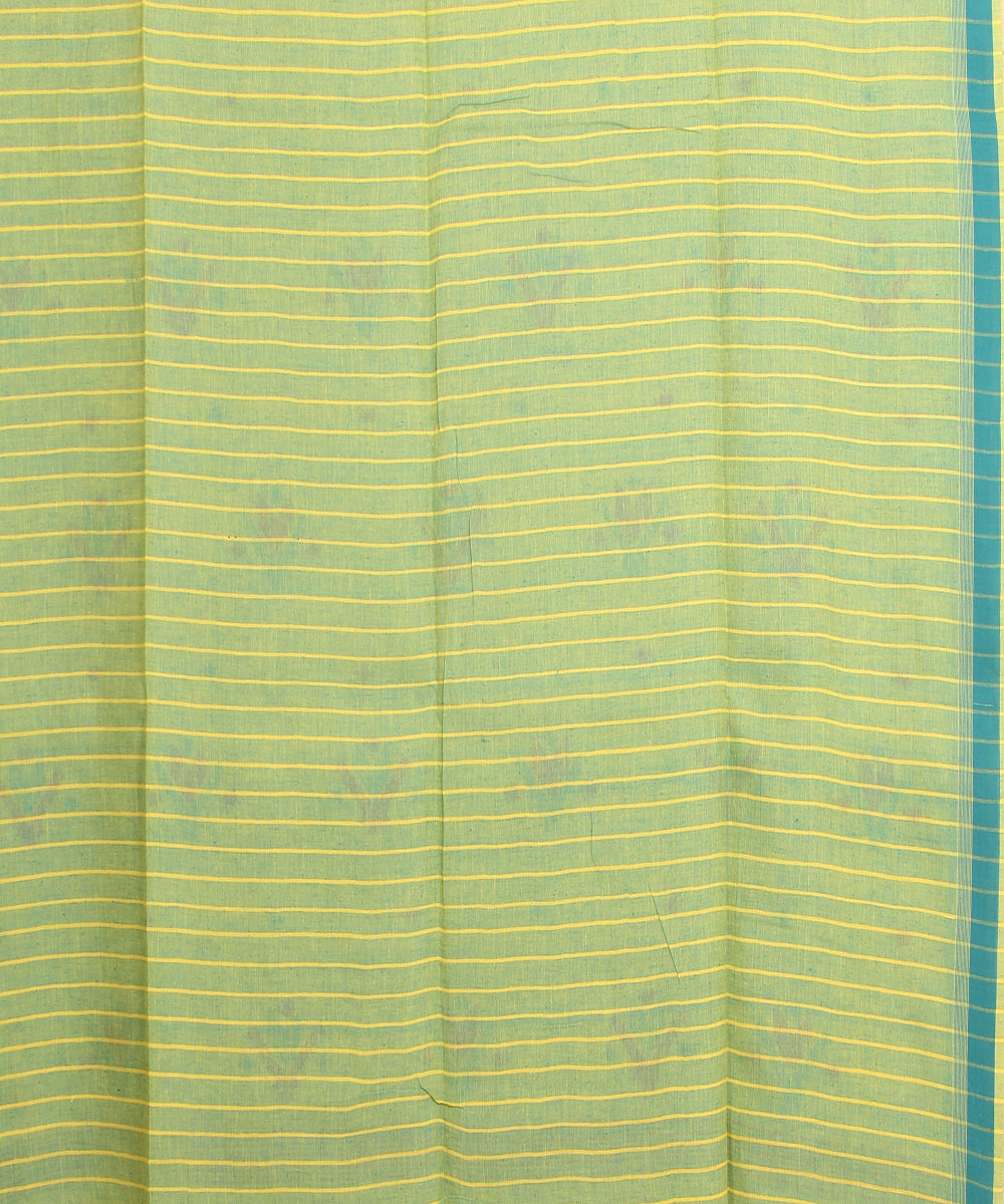 Yellow blue handloom jamdani cotton saree