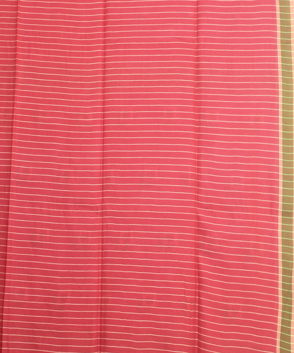 Pink light green handloom jamdani cotton saree