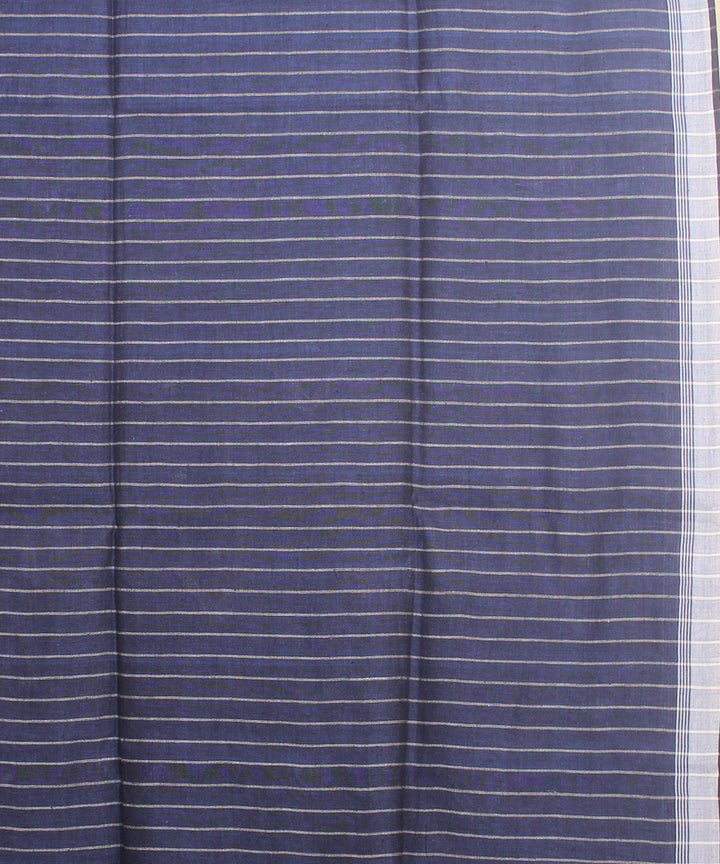Navy blue grey handloom jamdani cotton saree