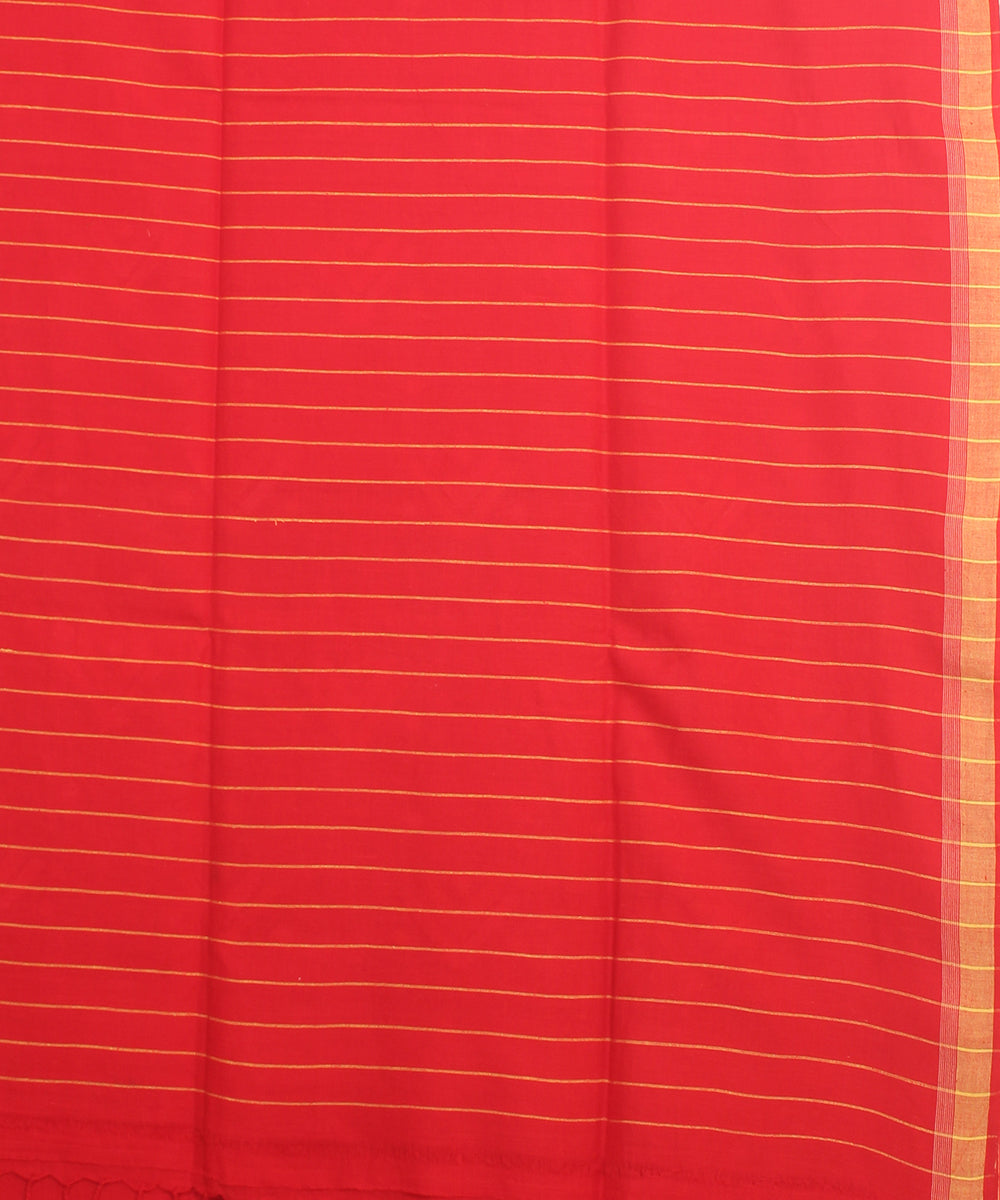 Red yellow handloom jamdani cotton saree