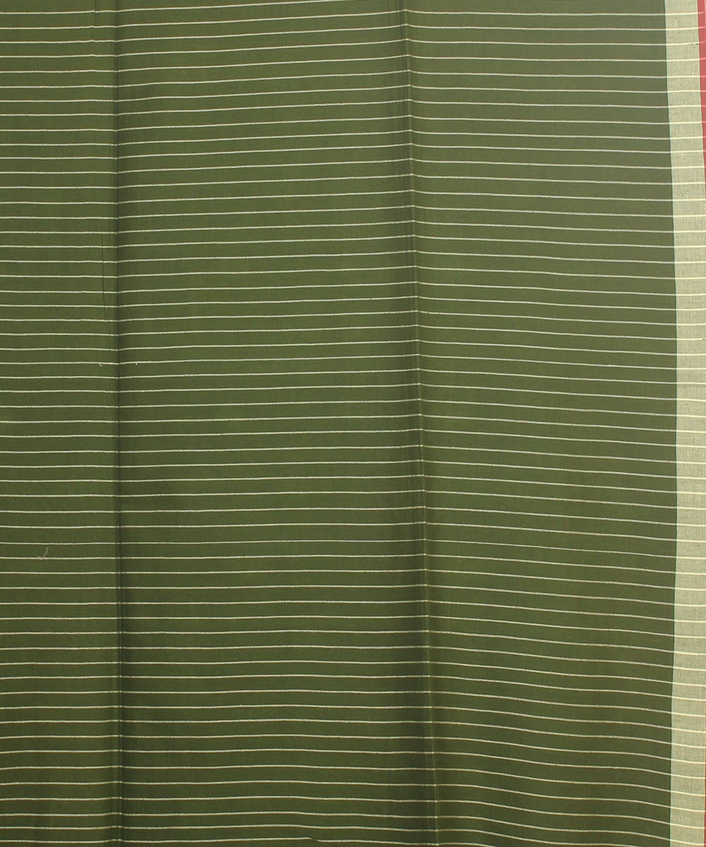 Olive green maroon handloom jamdani cotton saree