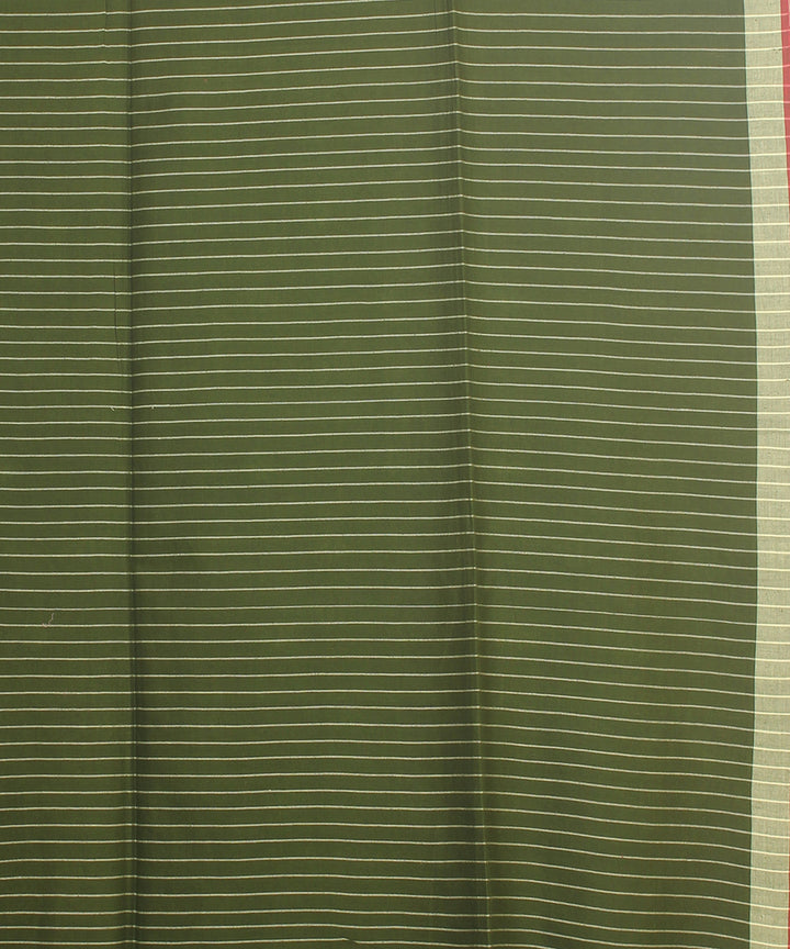 Olive green maroon handloom jamdani cotton saree