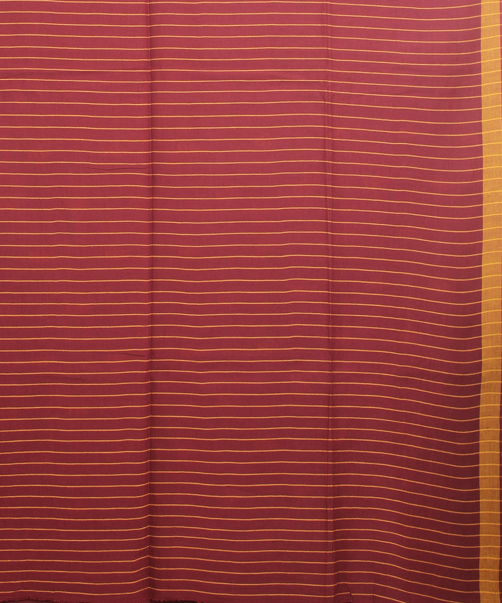 Deep brown yellow handloom jamdani cotton saree