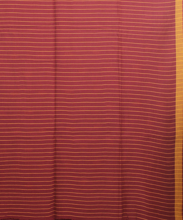 Deep brown yellow handloom jamdani cotton saree