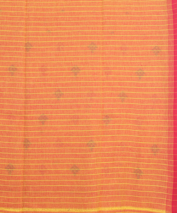 Yellow pink handloom jamdani cotton saree
