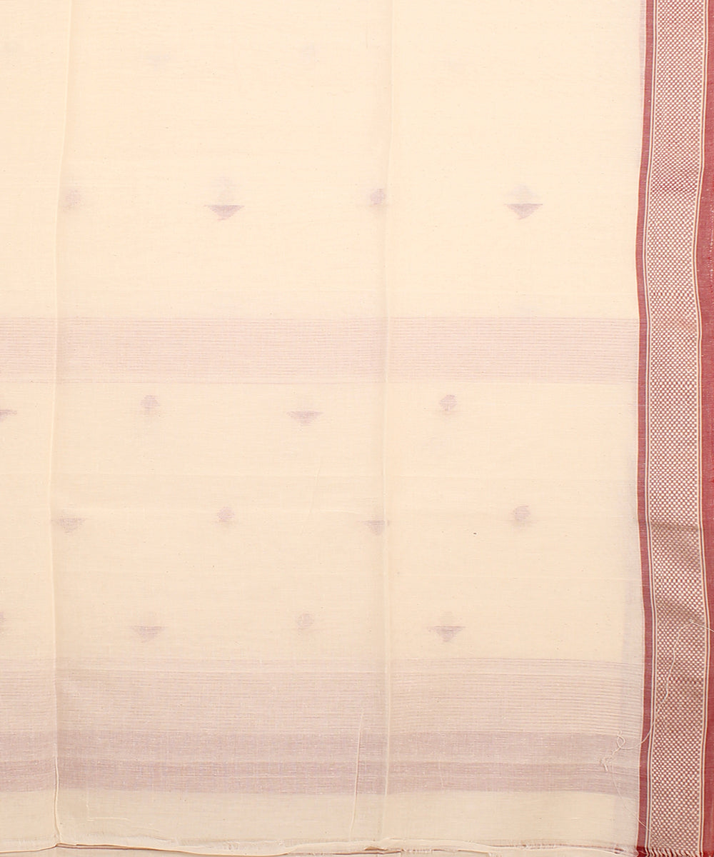 Beige maroon handloom jamdani cotton saree