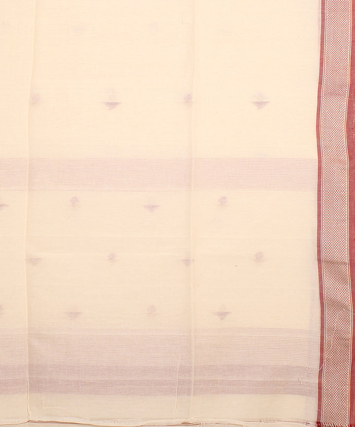 Beige maroon handloom jamdani cotton saree