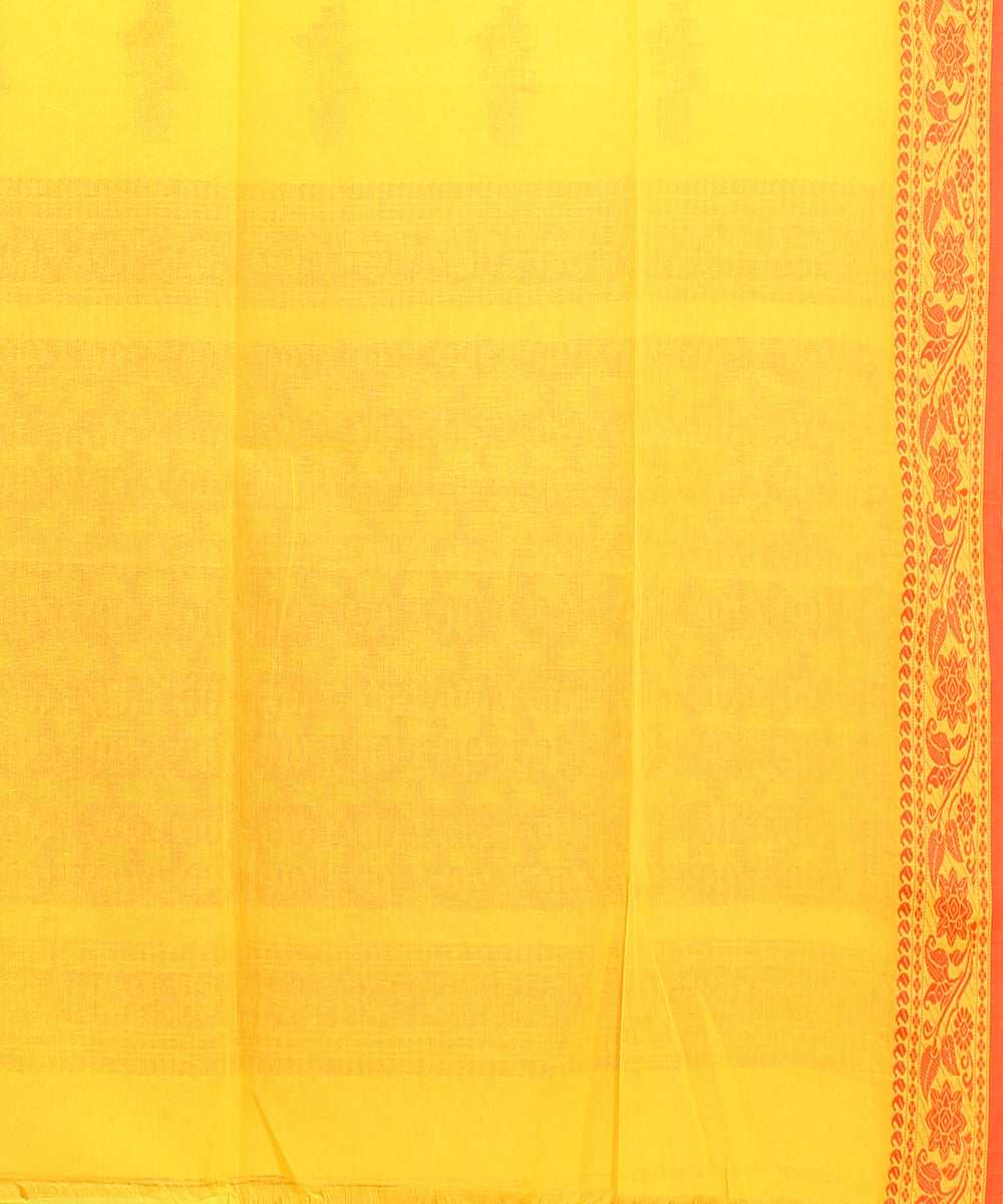 Yellow red jamdani handloom cotton saree