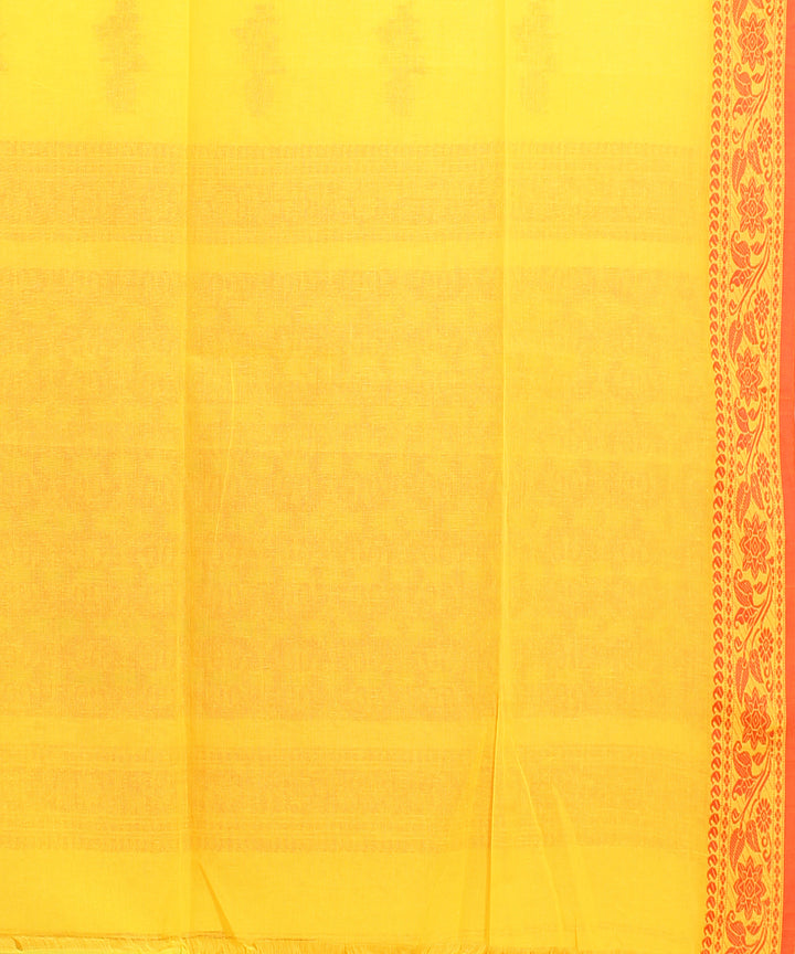Yellow red jamdani handloom cotton saree