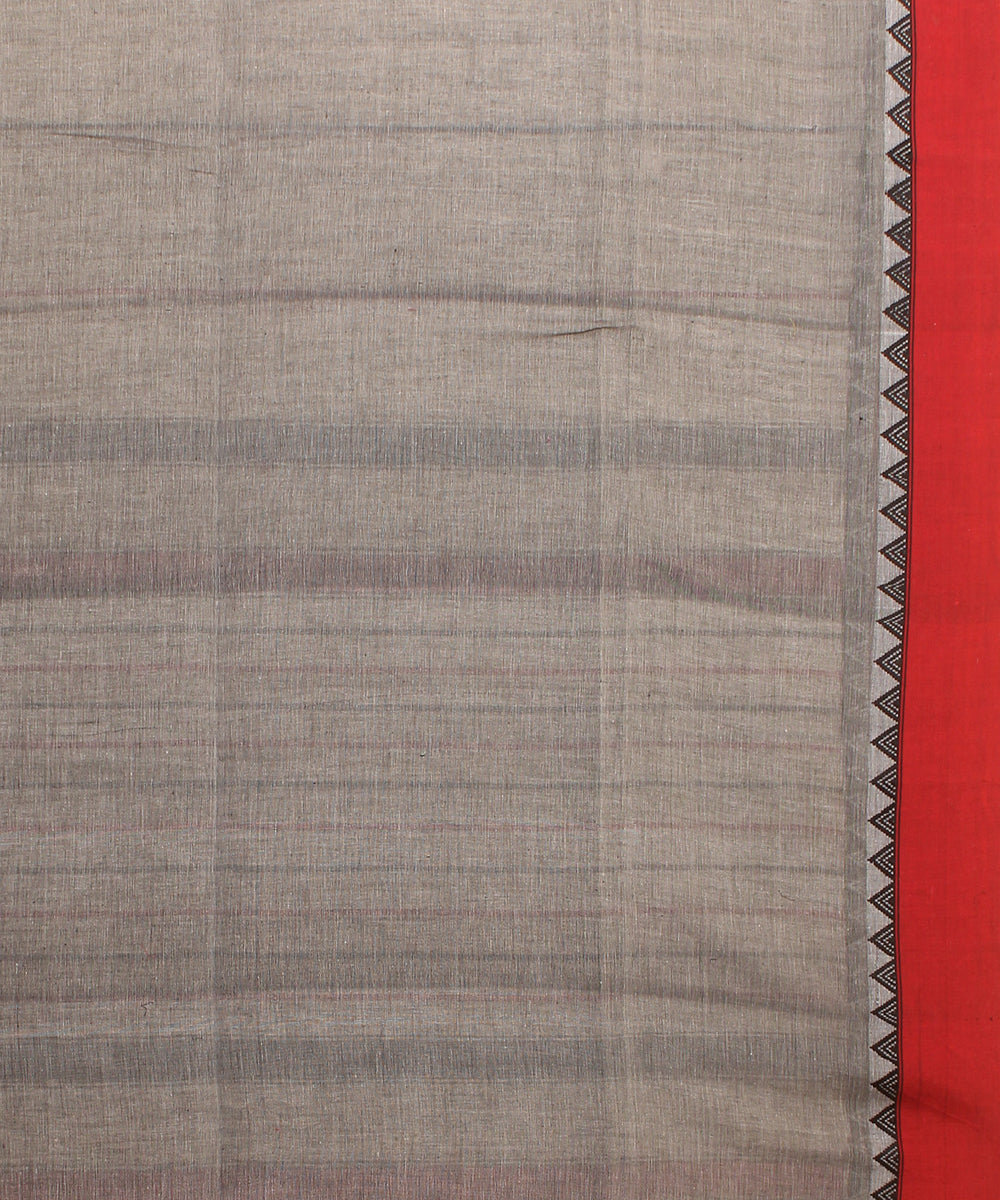 Beige grey handloom jamdani cotton saree