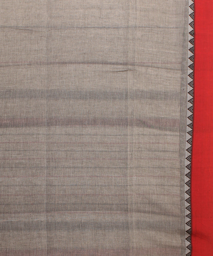 Beige grey handloom jamdani cotton saree