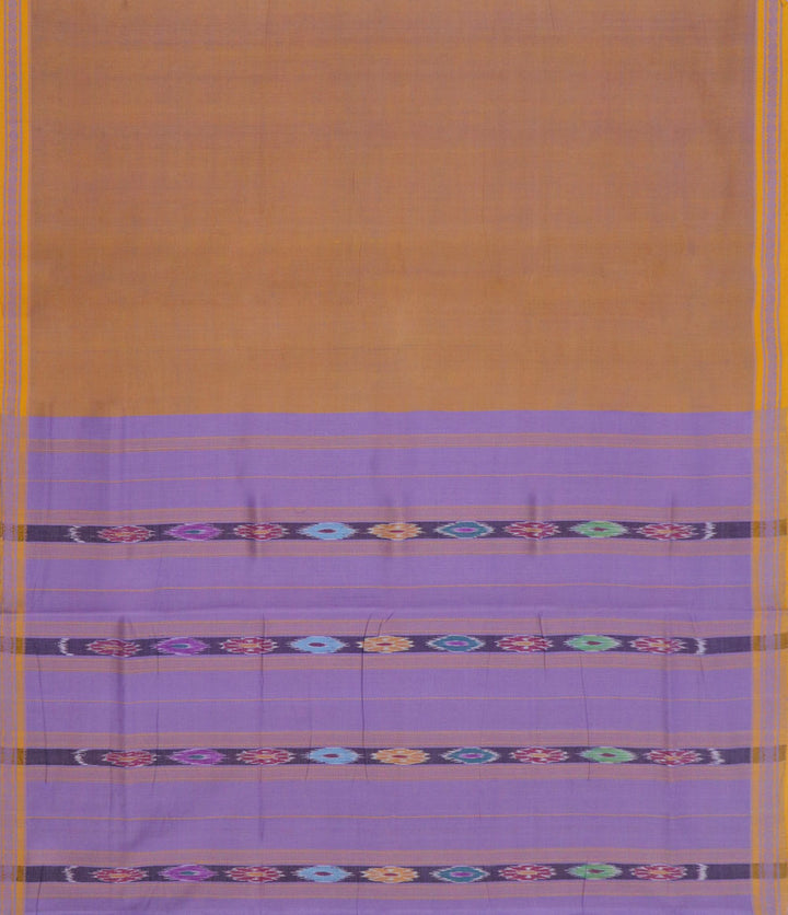 Brown violet handwoven cotton bandar saree