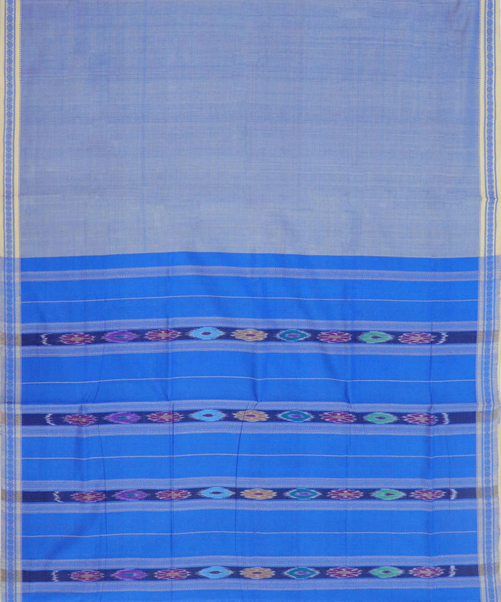 Blue sky blue handwoven cotton bandar saree