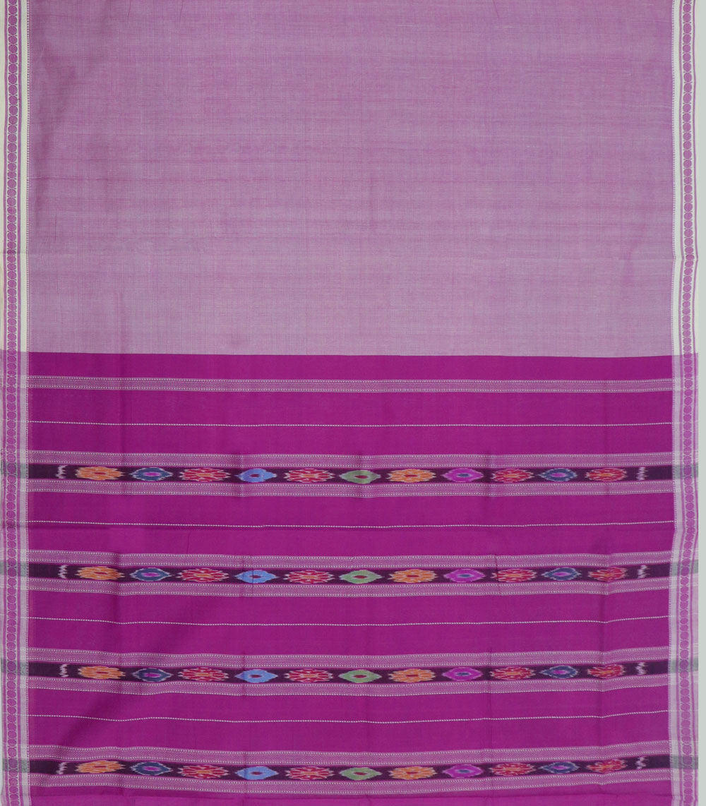 Light pink magenta handwoven cotton bandar saree