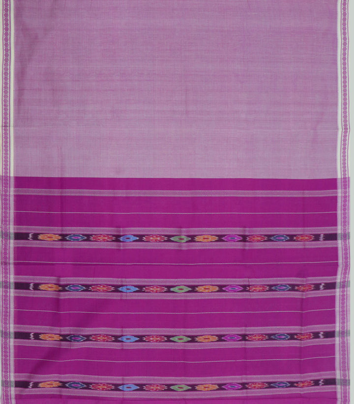 Light pink magenta handwoven cotton bandar saree