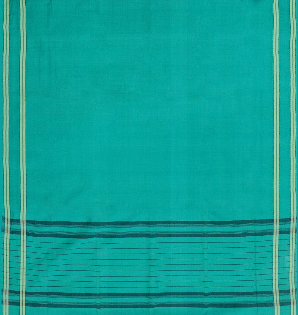 Sky blue cotton handwoven bandar saree