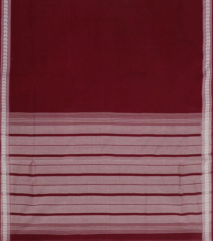 Brick red handloom bandar cotton saree