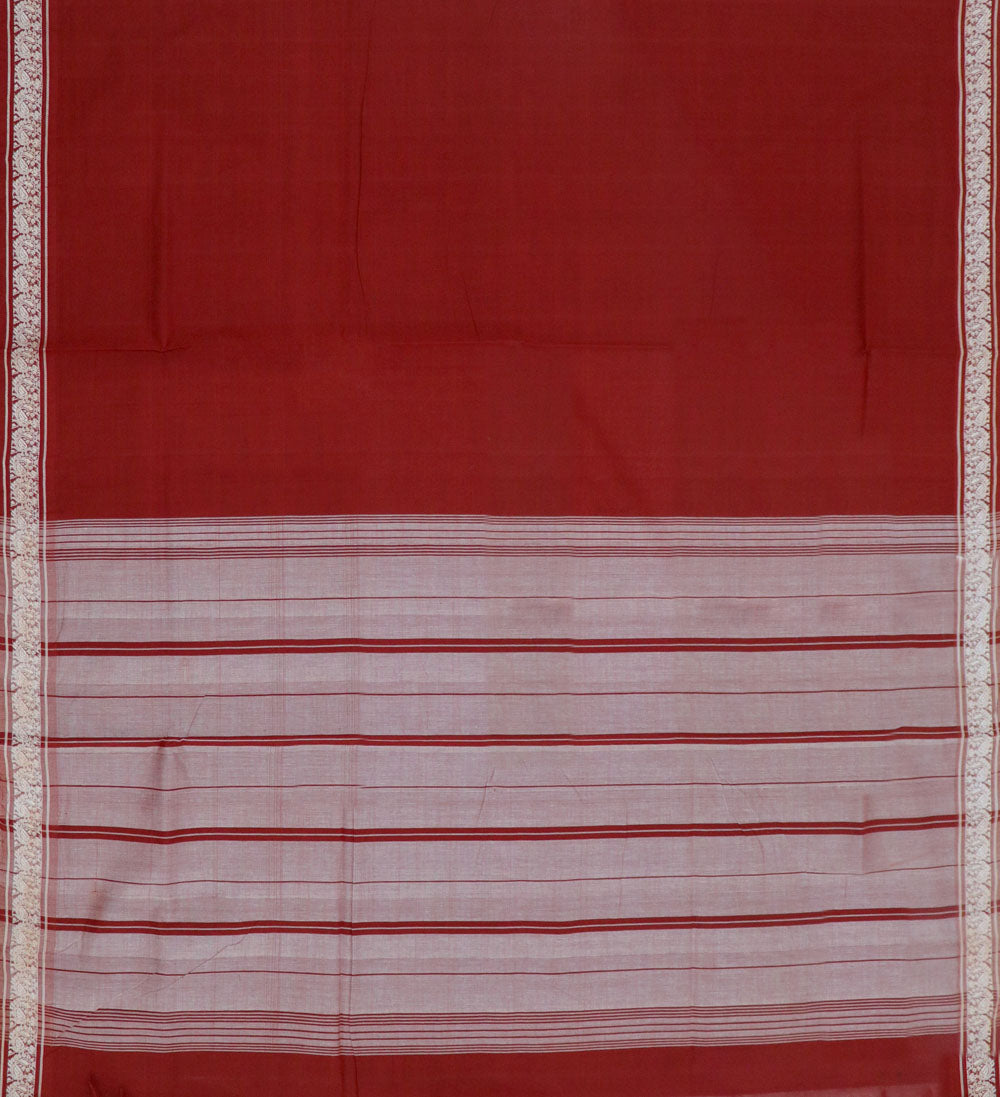 Brick red handwoven cotton bandar saree