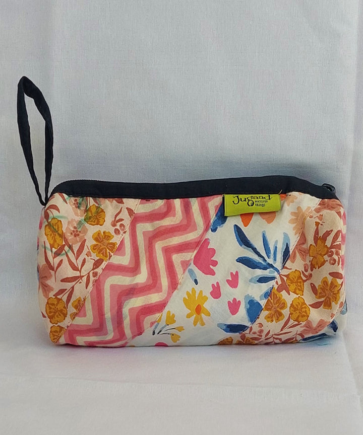 Pink handcrafted cotton pencil pouch