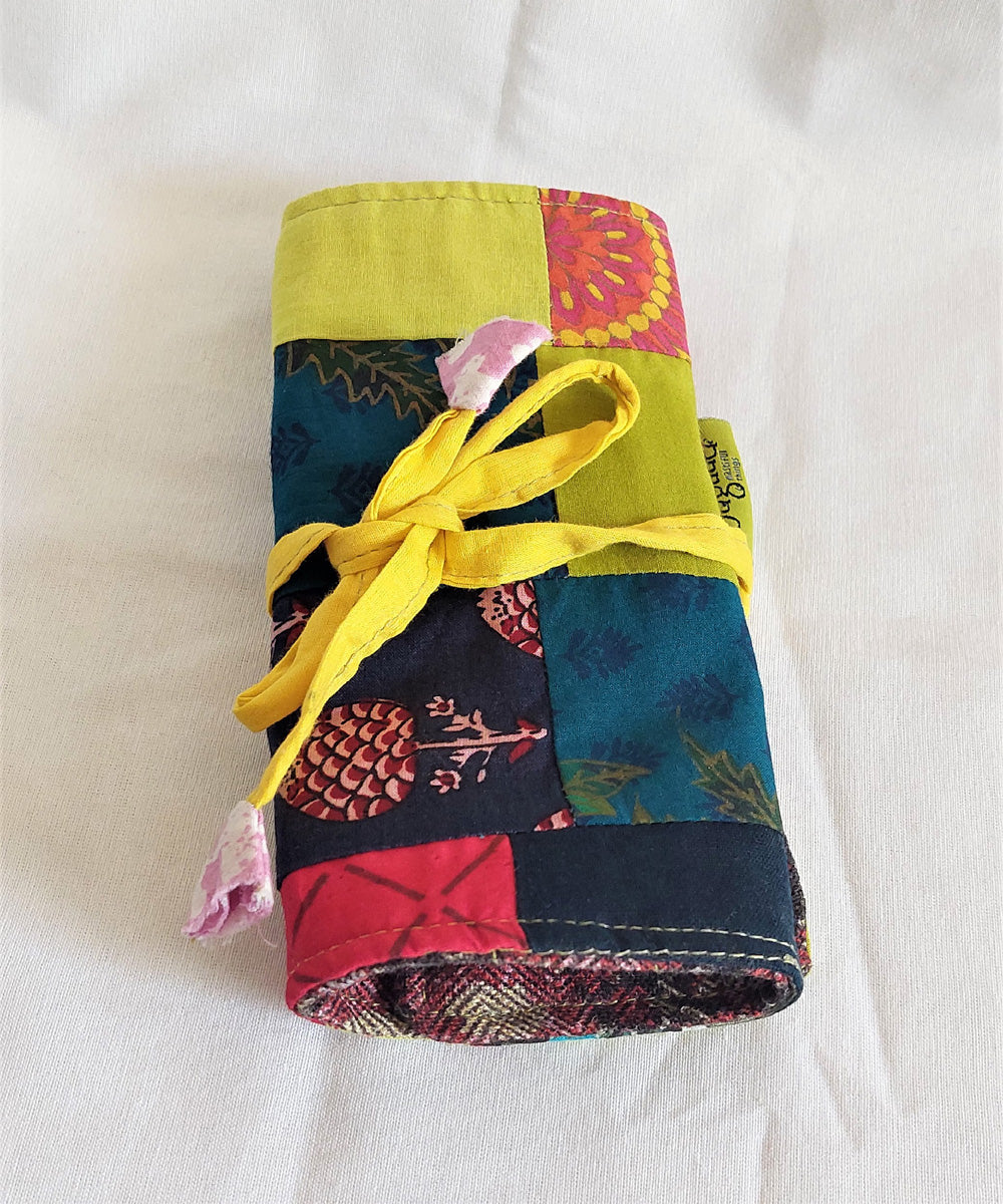 Multicolor handcrafted cotton cutlery organiser