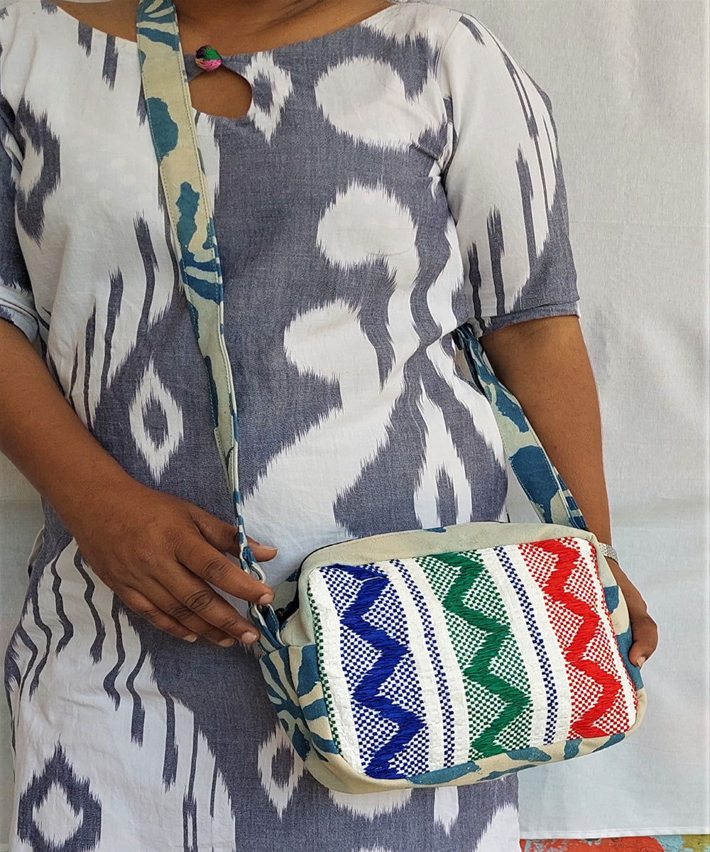 Red blue handcrafted sunshine cross body bag