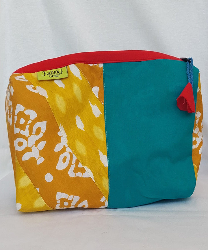 Blue yellow handcrafted toilet pouch