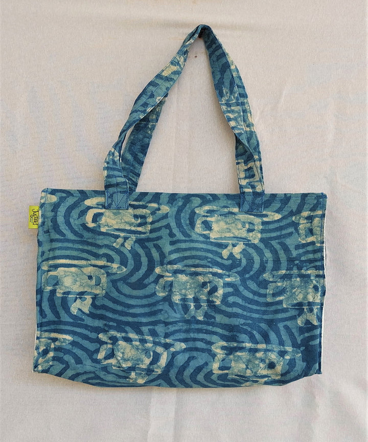 Blue handcrafted vegetable dyed cloth tarshi bag