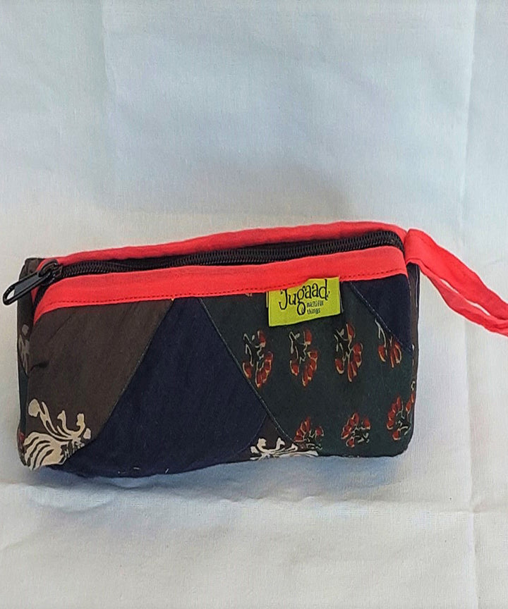 Dark blue handcrafted cotton pencil pouch