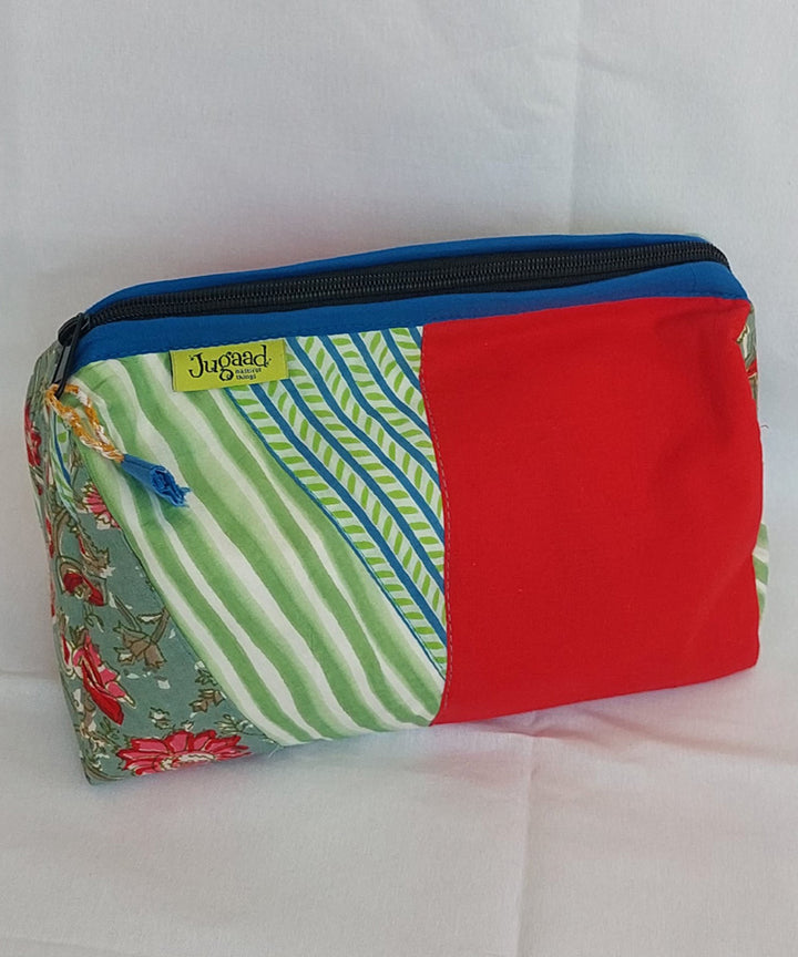 Red green handcrafted toilet pouch