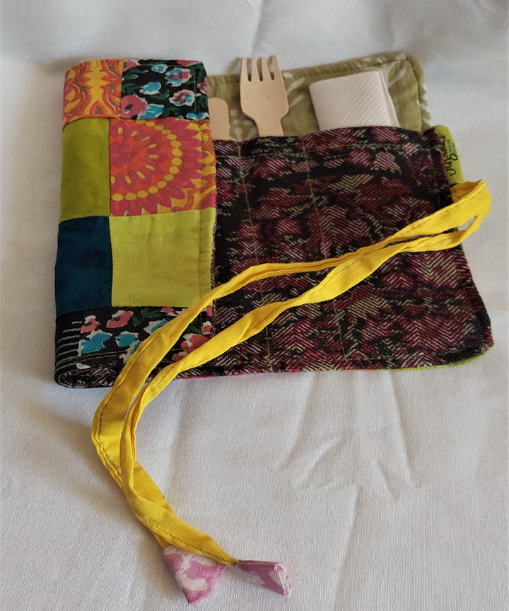 Multicolor handcrafted cotton cutlery organiser