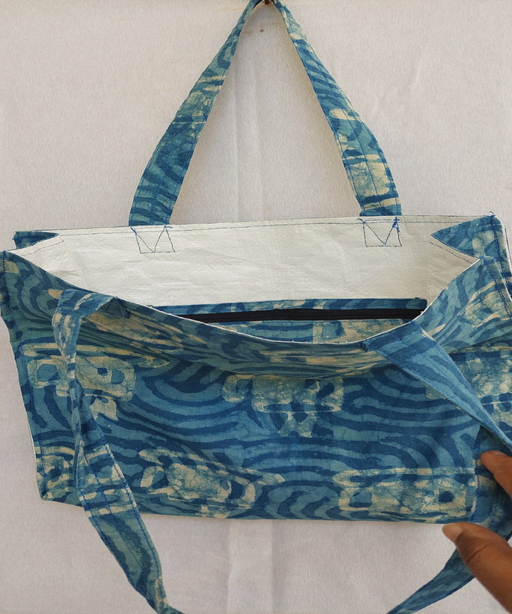 Blue handcrafted vegetable dyed cloth tarshi bag