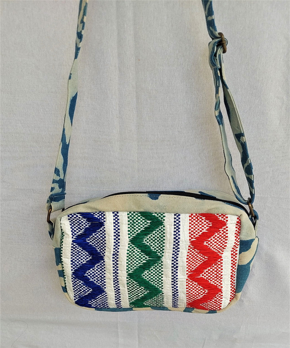 Red blue handcrafted sunshine cross body bag