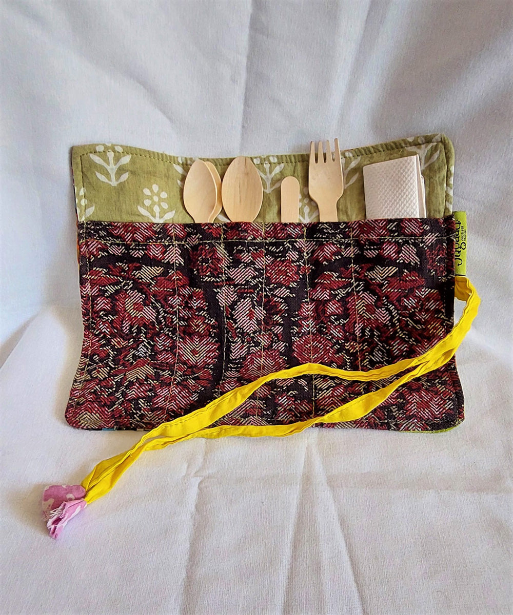 Multicolor handcrafted cotton cutlery organiser